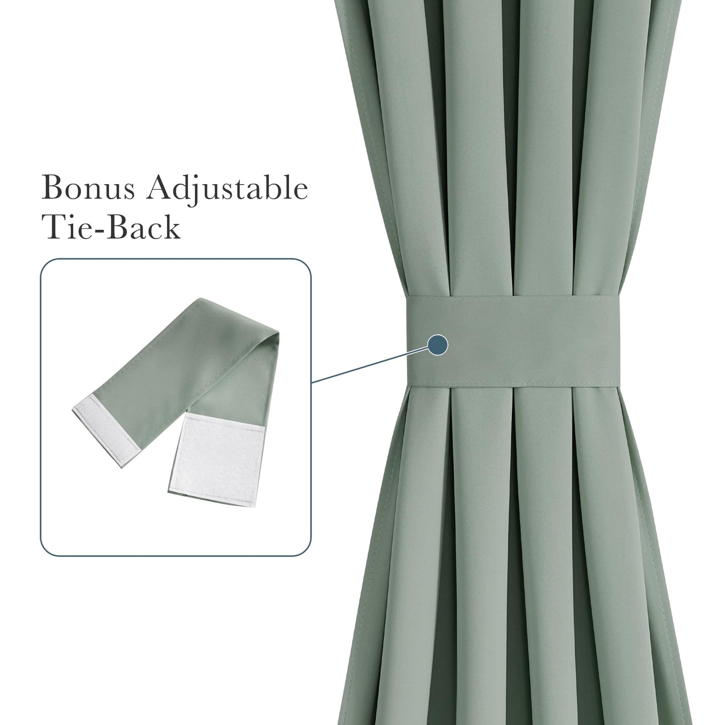 PONY DANCE Sage Green Back Door Curtains for Door Window, 100% Blackout Dual Rod Pocket Privacy French Curtain for Kitchen, Thermal Insulated Small Window Drapes for Classroom, W25 x L40, 1 Panel