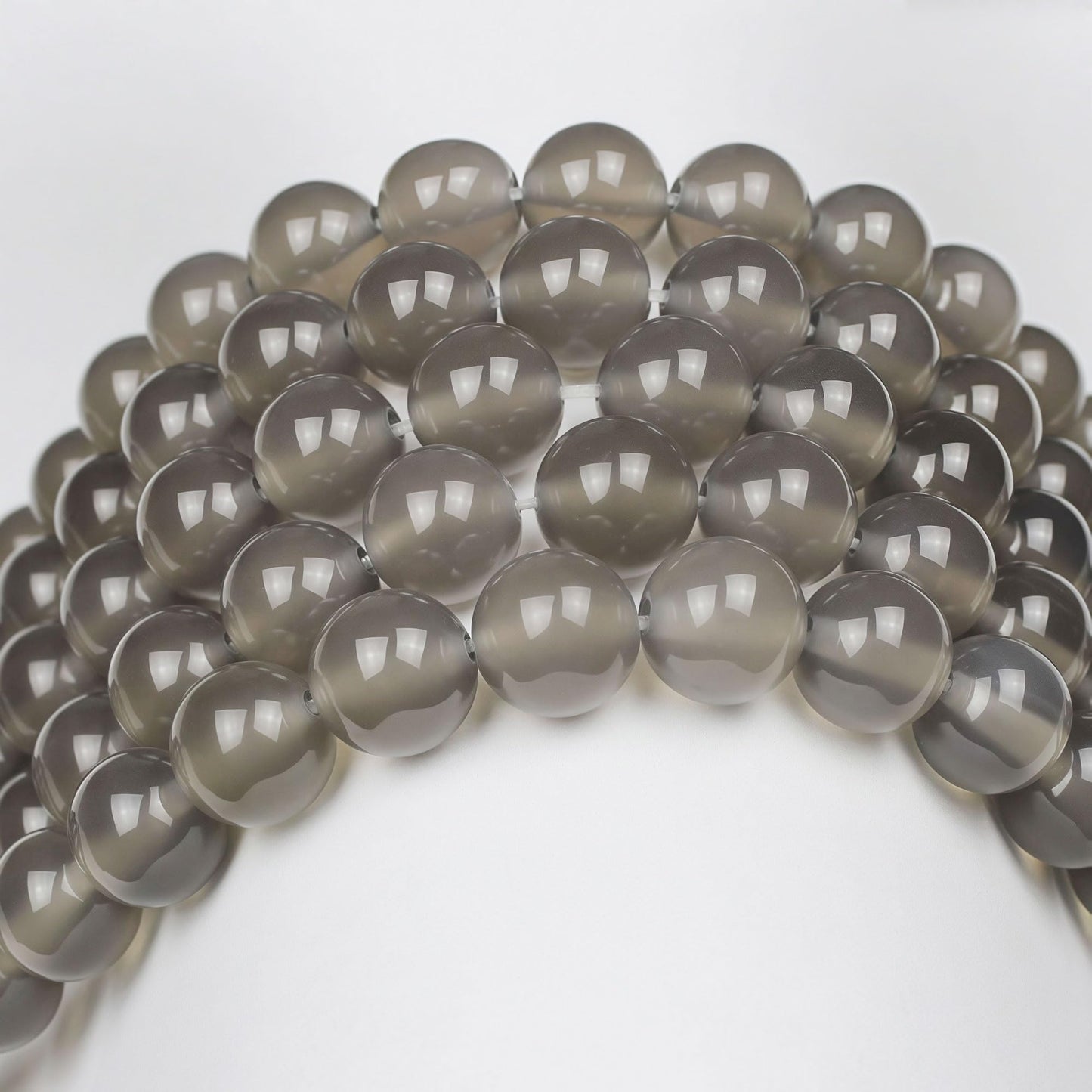 MJDCB 7A Natural Grey Agate Gemstone Round Stone Beads for Jewelry Making DIY Bracelet Necklace (8mm)