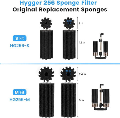 hygger Pack of 4 Replacement Sponges for Aquarium Vertical Stripes Double Sponge Filter (S)