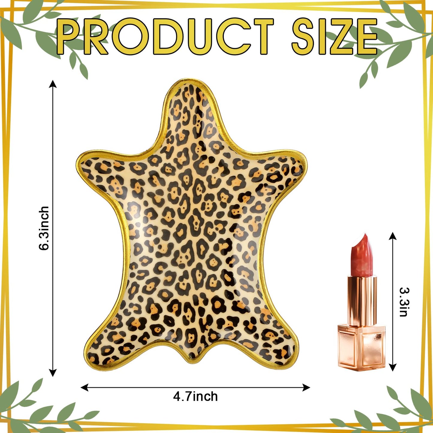 Bokon Leopard Jewelry Tray Trinket Plate 6.3 x 4.7 Inch Ceramic Cheetah Print Rings Case Dish Animal Jewelry Organizer for Room Decor Women Birthday Mothers Gift