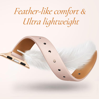 Adorve Compatible with Apple Watch Band 42mm 41mm 40mm 38mm for Women, Dressy Seamless Soft Slim Faux Vegan Leather Replacement Straps for iPhone Watch Series 11 10 9 8 7 6 5 4 3 2 1 SE3/2/1, Pink