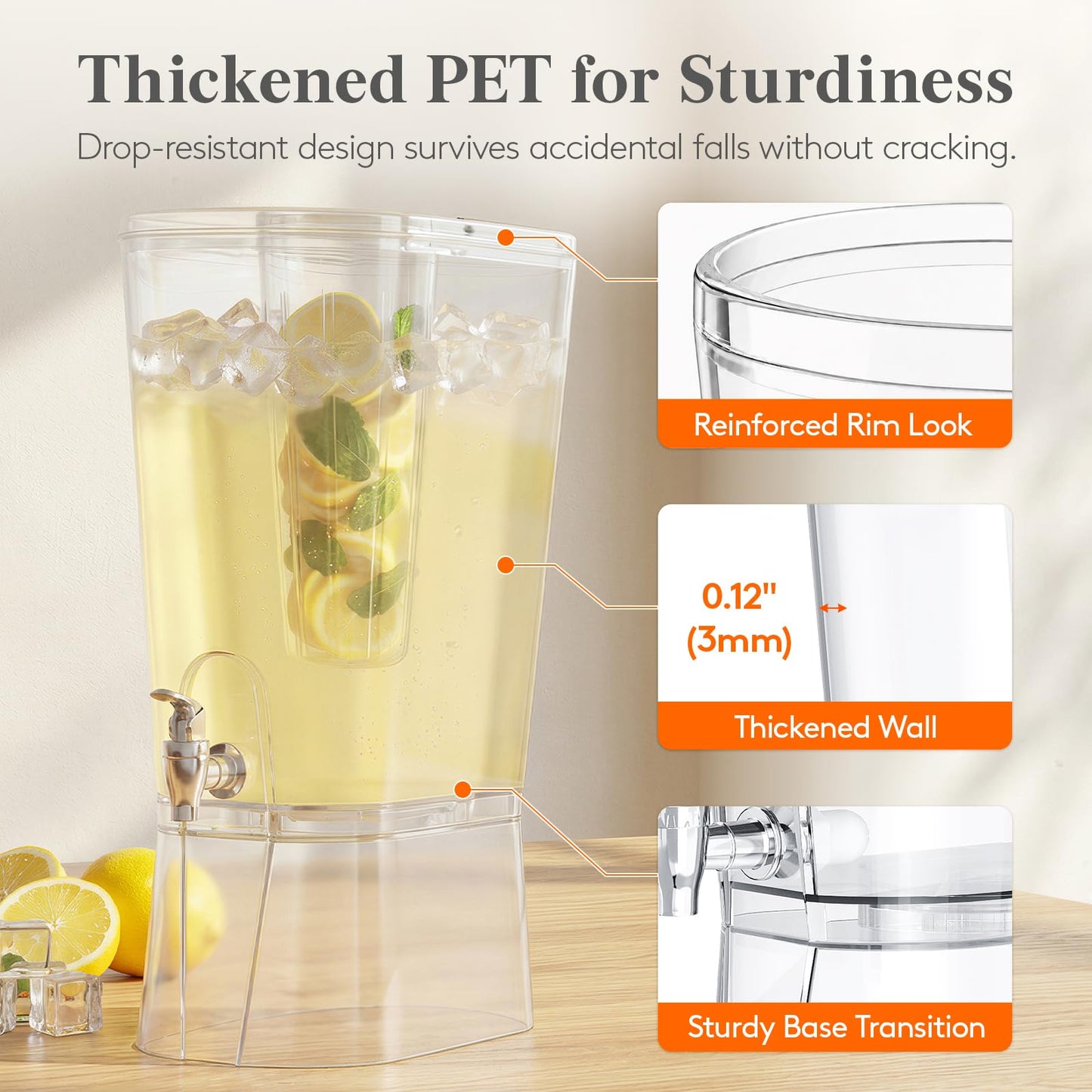 Lifewit 2 Gallon Drink Dispenser for Parties, Large Plastic Beverage Container with Fruit Infuser & Leak-Proof Spigot, BPA Free Water Pitcher for Juice/Tea/Lemonade - Ideal for Bar & Outdoor, 2 Pcs