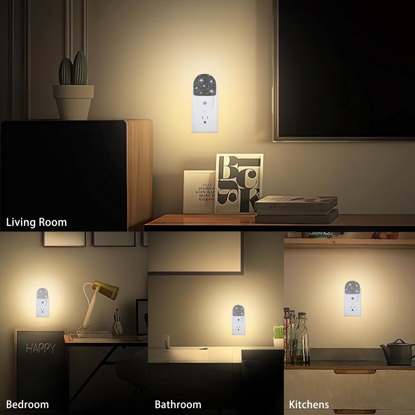 Axxitude Spiders Webs Night Lights Plug into Wall for Girls Boys Room,Night Light LED Lamp Dusk to Dawn Sensor Round Lamp for Bedroom Bathroom Hallway Home Wall Decor Nightlight