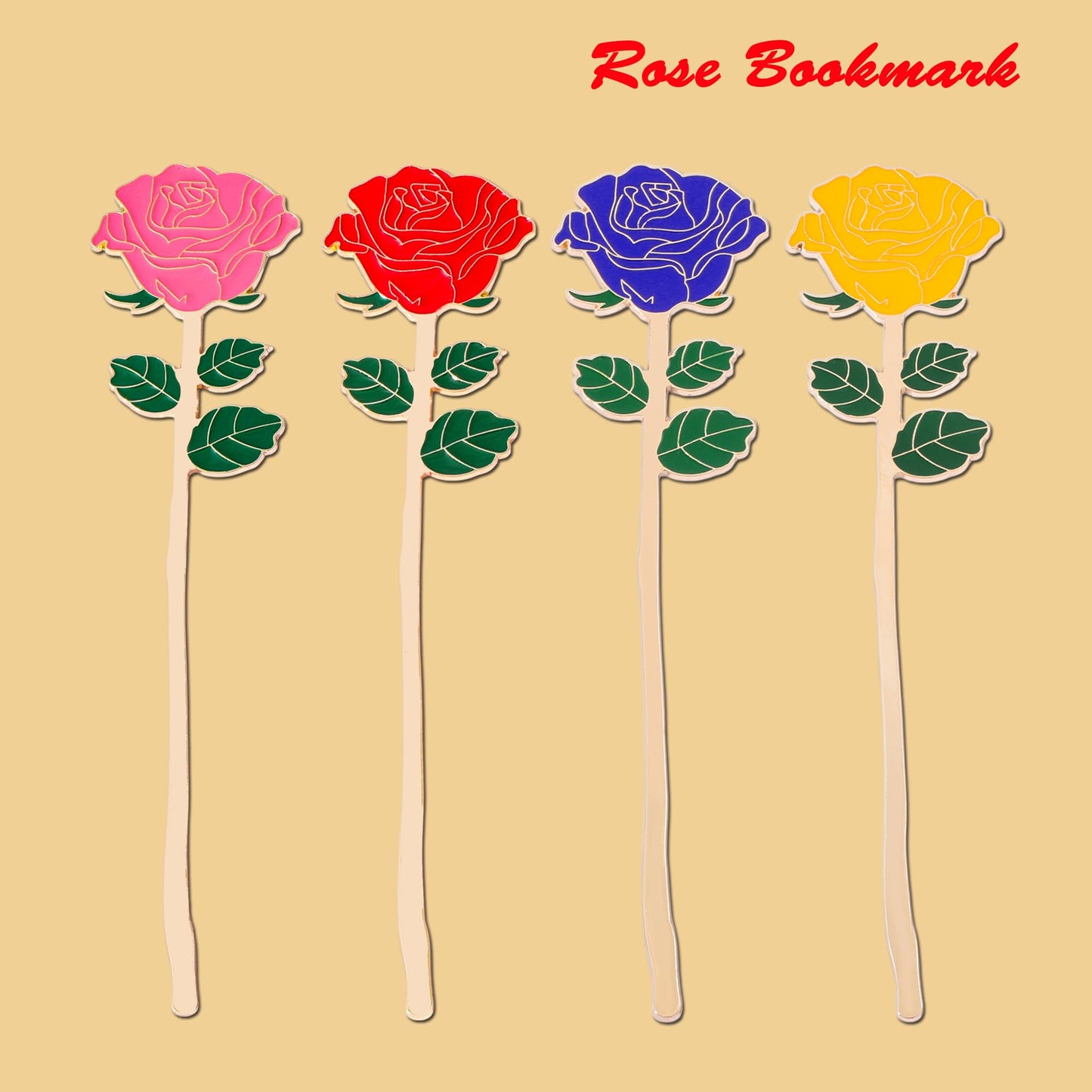 Rose Metal Bookmark Gift - an Elegant Floral Bookmark, a Durable and Stylish Reading Accessory. A Graceful Gift for Readers and Teachers, Perfect for Valentine's Day, Mother's Day (Rose 4pcs)
