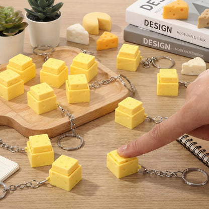 Kenning 12 Pcs Cheese Clicker Fidget Keychain Bulk 3D Printed Clicker Fidget Keyboard Stress Relief Keychain Gifts for Teachers Nurse Employee Coworkers Graduation Party Favors