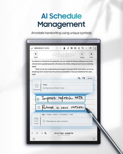 iFLYTEK AINOTE Air 2 Bundle – 8.2" E Ink AI Note-taking Tablet with Stylus, 4096 Pressure Levels, Digital Notebook with Voice-to-Text Transcription, Multi-languages Support, Ideal for Meetings & Study