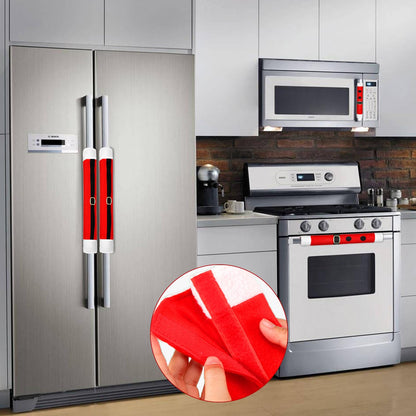 YIJXPOIN 4 Pieces Christmas Refrigerator Handle Covers Santa Belts Kitchen Decorations Refrigerator Door Handle Covers for Christmas Fridge Microwave Oven Dishwasher Handle Protector