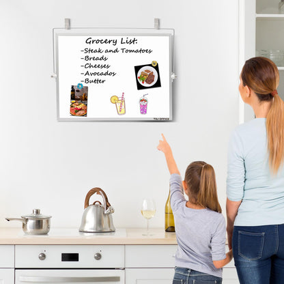 TSJ OFFICE Small White Board - 12 X 16 Inches Small Magnetic Dry Erase Board with Hooks for Wall, Desktop Whiteboard Stand 360 Degrees Revolving Double Sided for Office, Home, School, Silver
