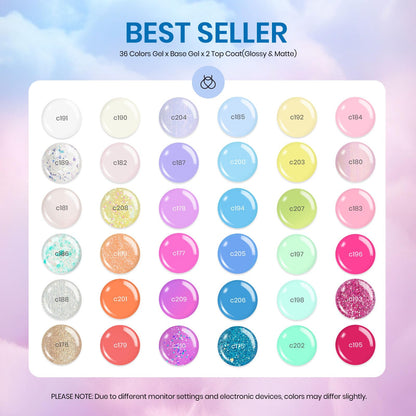 Beetles Halloween Gel Nail Polish - 39 Pcs Jelly Nail Set Glitter Changing Nail Polish Kit Treasure Box Collection with 3Pcs Base Matte and Glossy Top Soak Off Nails