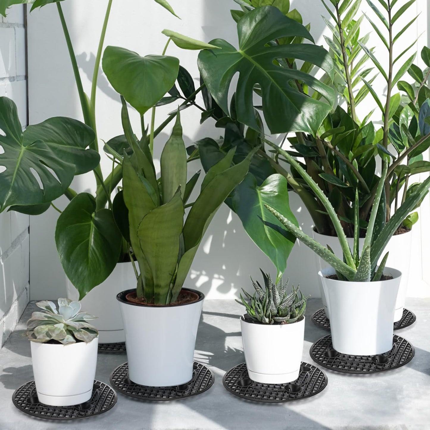 Tlence 15 PCS Plant Level Pot Elevator, 12 inch Plastic Potted Plant Stands, Large Patio Planter Riser Holder, Deck Floor Protector to Prevent Rot Damage, Plant Trivet for Indoor Outdoor Garden