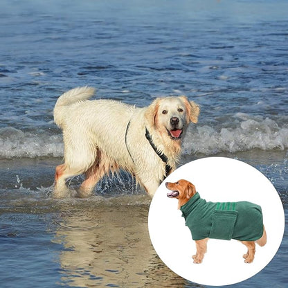 Geyecete Dog Bathrobe Towel Dog Drying Coat-Dry Fast Dog Bag-Pineapple Grid Fast Drying Super Absorbent Pet Dog Bath Robe Towel-Green-3XL