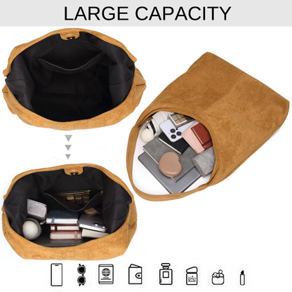 Casual Hobo Bag for Women Soft Shoulder Bags Slouchy Pu Leather Tote Purses for Work Travel
