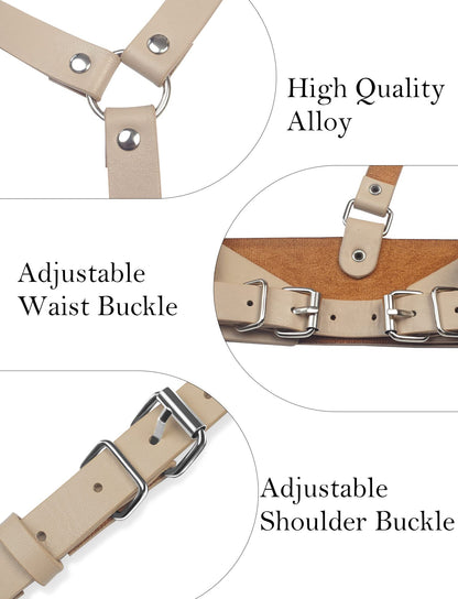 Aivtalk Vest Harness Belt Gothic Fashion Body Chain Accessories High Waist Adjustable Corset for Party Dating Rave Festival Khaki M