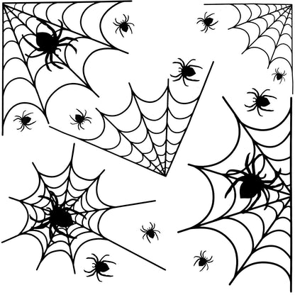 5 Sheets Halloween Window Stickers Wall Decoration Set Spider Web Design Window Clings for Halloween Party Supplies, 70 Pieces