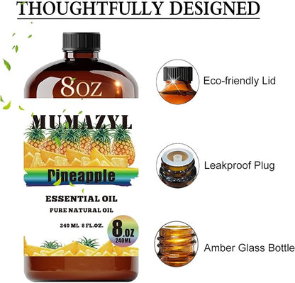 Pineapple Essential Oil, Pineapple Oil 8 Fl Oz 240ML for Diffuser Humidifier Yoga Cleaning DIY Candle Soap Making MUMAZYL Essential Oils