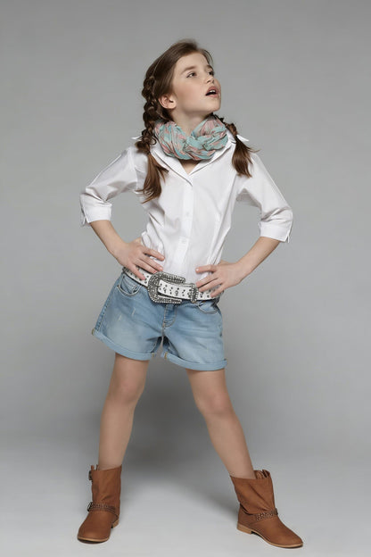 Jastore Kids Rhinestone Western Belt Girl Boys Cowboy Cowgirl Belts with Bling Diamond Studded Leather Belt for Jeans (Silver, Fit Waist: 25"-29" (Rec 10-14yrs))