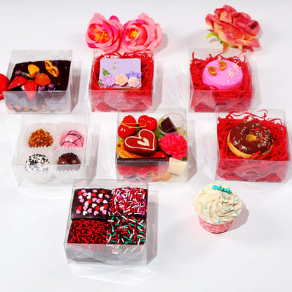 SLShePack 15Pack Clear Bakery Boxes 5x5x2 Inches Chocolate Covered Strawberry Boxes for 4 Mini Cake Boxes Cookies Macaron Boxes Pie Boxes Browines boxes