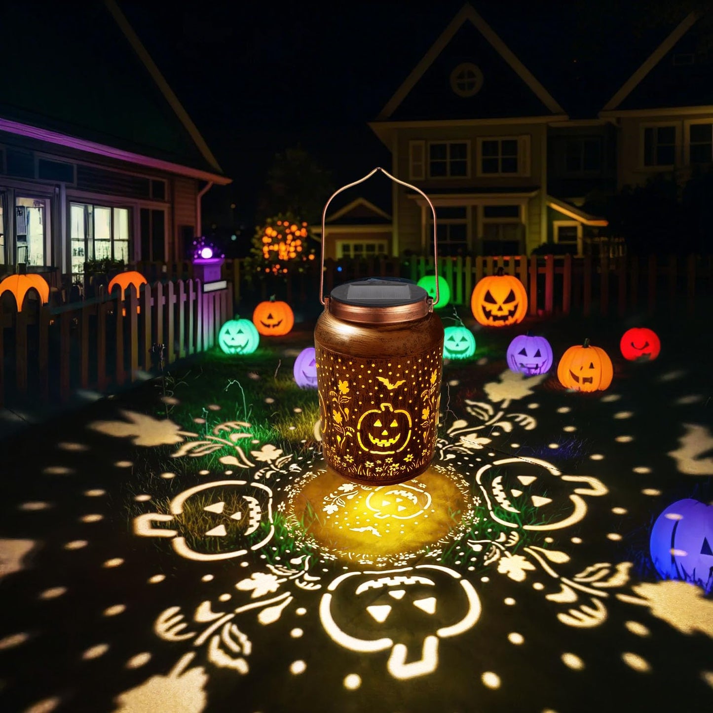 Halloween Decorations Solar Lanterns Outdoor Waterproof Pumpkin Garden Decor Gifts, Halloween Pumpkin Lantern Lights Hanging Solar Lights for Halloween Party, Yard, Patio, Backyard, Porch