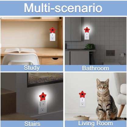 Halloween Red Spider Night Lights Plug Into Wall,Spiderweb Star Night Light for Kids,Nightlight with Dusk to Dawn Smart Sensor for Bedroom Bathroom Decor,Children Women Men Gift