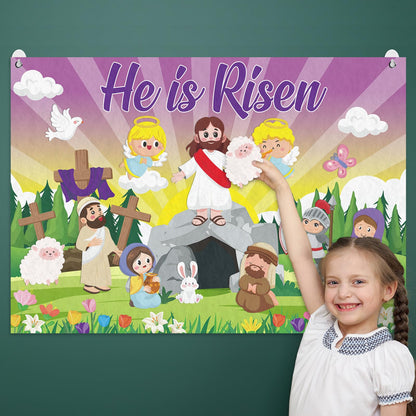 Cinrobiye Christian Easter Felt Board Set, Jesus Resurrection Story Scene with Reusable Pieces, Religious Teaching Tool Gift Set for Sunday School Classroom, Easter Basket Stuffers Party Favors