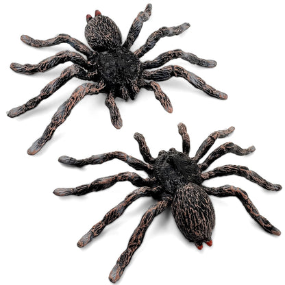 Lukinuo Realistic Fake Spiders 2pcs Plastic Spider Figures Tarantula Toys Figurines Spider Cake Toppers Halloween Prank Props Party Decoration