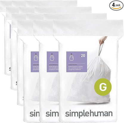simplehuman Code G, Dispenser Pack Custom Fit Liners, Drawstring Trash Bags