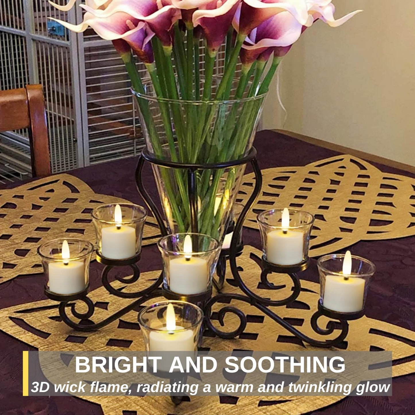 Homemory Flameless Rechargeable Tea Lights with Remote Timer - LED Tea Lights Battery Operated, Realistic Flickering for Home Holiday Decor, Wedding Table Centerpieces, 12-Pack (Φ 1-1/2''×H 2-1/3'')