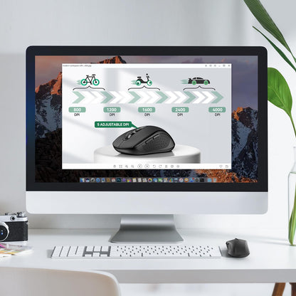 TECKNET Wireless Mouse for Laptop, Silent Bluetooth Mouse(BT5.0 & 2.4G) 4000DPI Adjustable, Computer Portable PC Quiet Mice with USB-A Receiver & 6 Buttons for Mac, 18 Months Battery