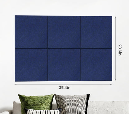 Large Cork Board Alternative 36" X 24" Bulletin Board - 6 Pack Removable Felt Wall Tiles with 20 pushpins, Large Cork Boards for Walls Cork Board for Office Pin Board Tack Board - Denim Blue