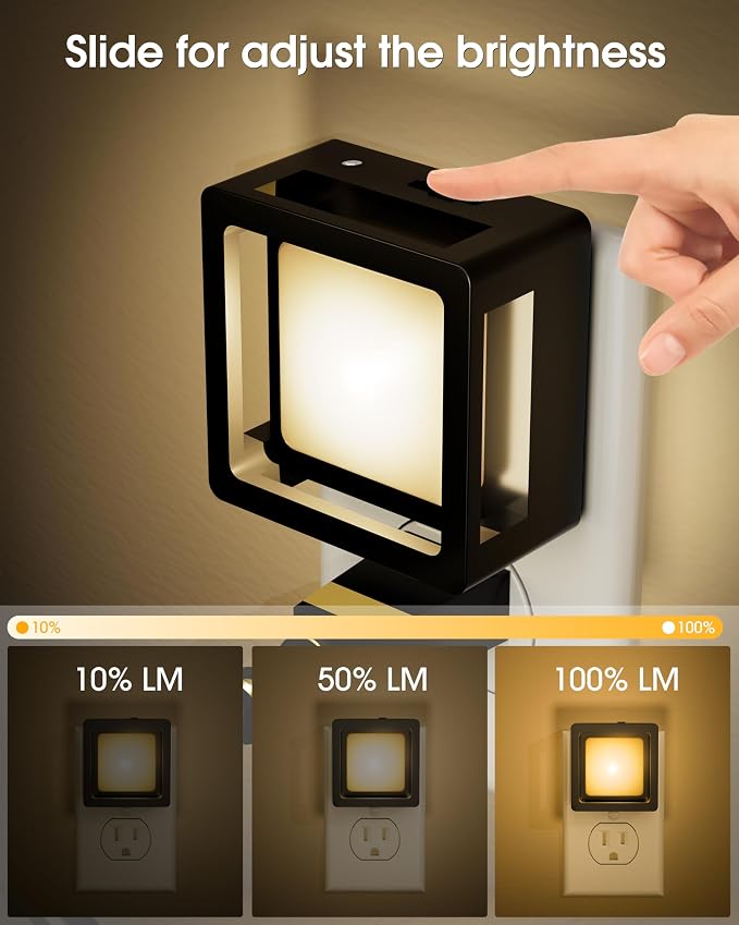 LED Night Light - Plug Into Wall [2 Pack] - with Dusk-to-Dawn Sensor 3000K Warm Lights - Adjustable Brightness for Adult Kids Bedroom Bathroom Toilet