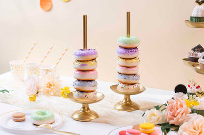 WOPARTY Donut Stand Metal 2 Pack,Display Tower for Dessert Table, Doughnut Holder for Birthday, Wedding, Baby Shower, Bridal Showers,Christmas, Party Supplies (Gold)