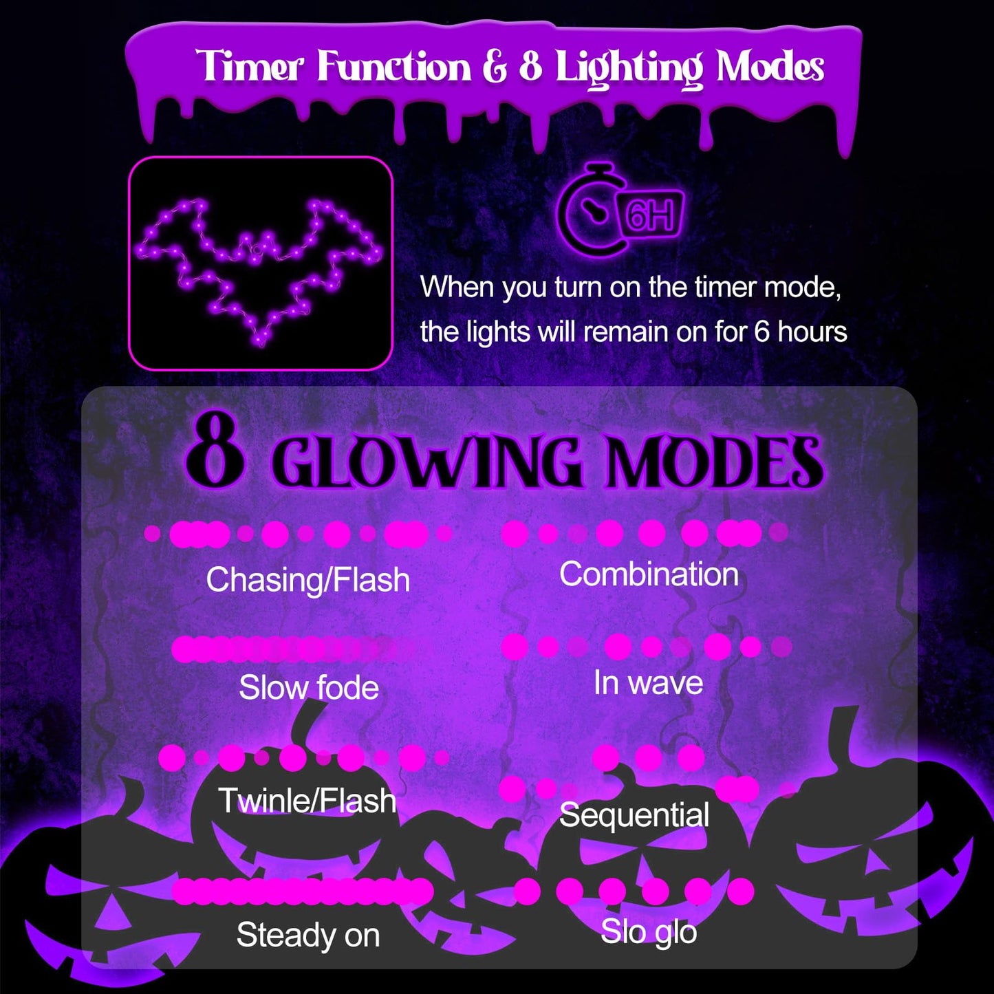 Halloween Decorations, 2 Pack Bat Window Lights, 8 Modes Battery Operated Halloween Lights with Timer, Waterproof Window Silhouette Light for Indoor Window Door Yard Party Decor