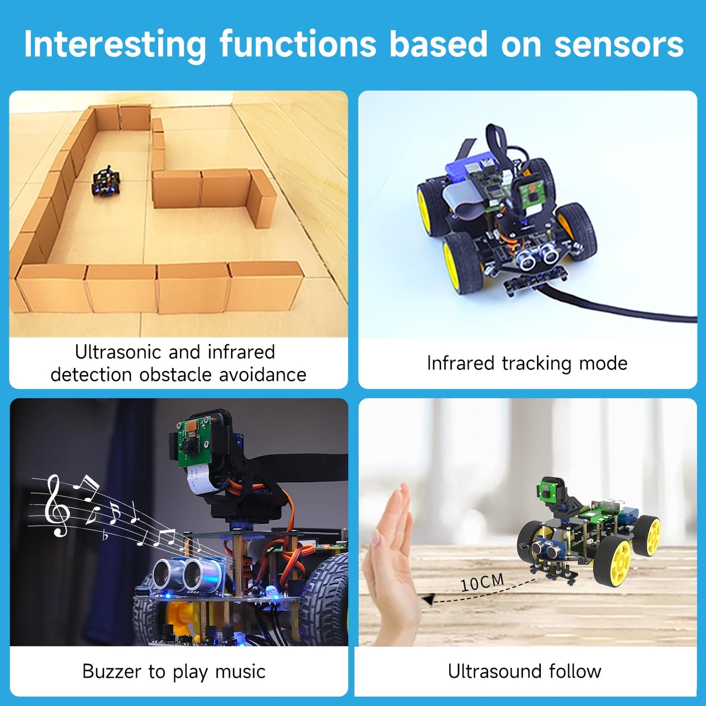 Yahboom Raspberry Pi 5 4GB AI Starter Robot for Python Programming DIY Car Kit, Visual Recognition, Autonomous Driving for Mechanical Engineer (Without Pi5)