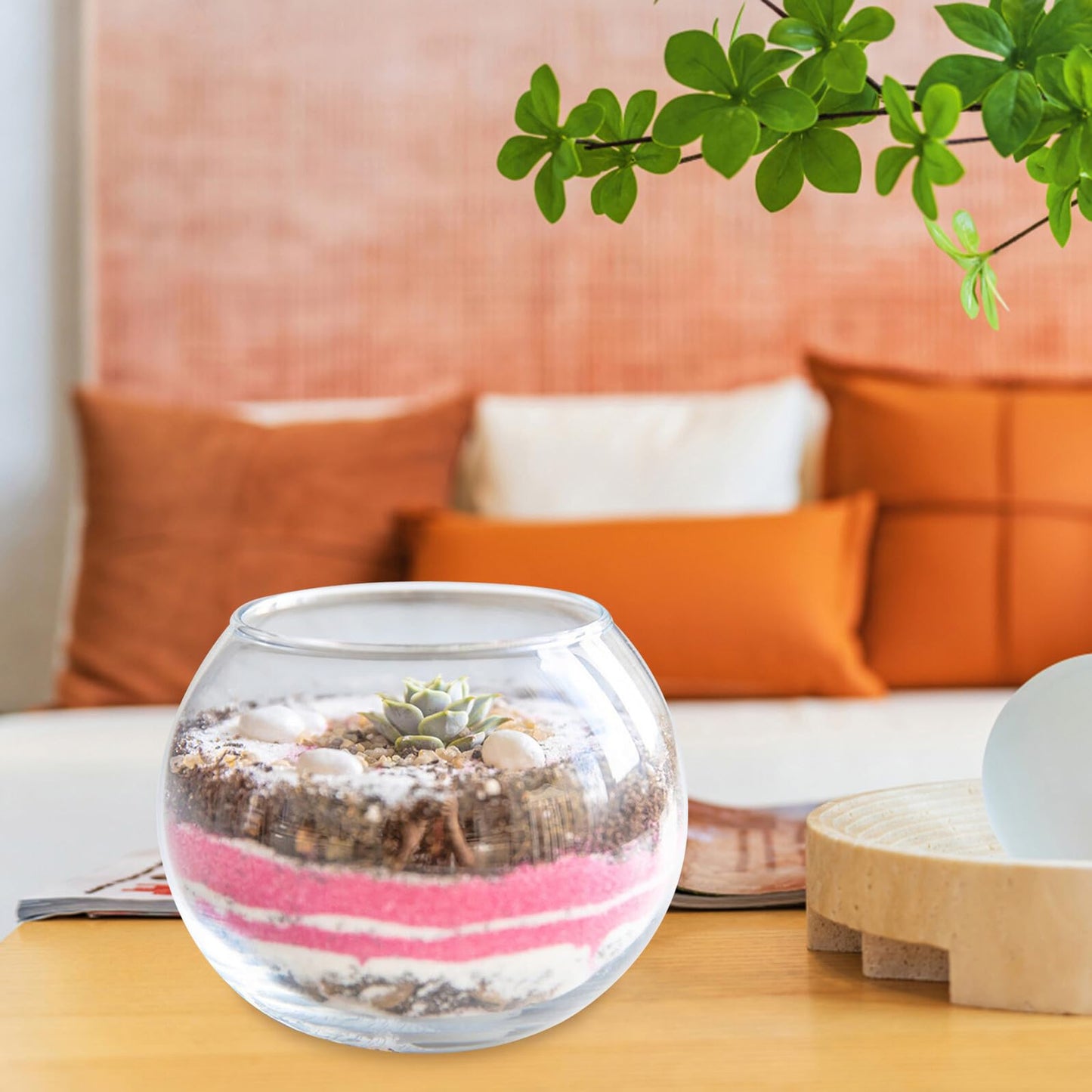 Gadpiparty Hydroponic Glass Vase 15cm Round Bubble Fish Bowl Terrarium Planter Glass Container for Succulent Plants Home Office Decor