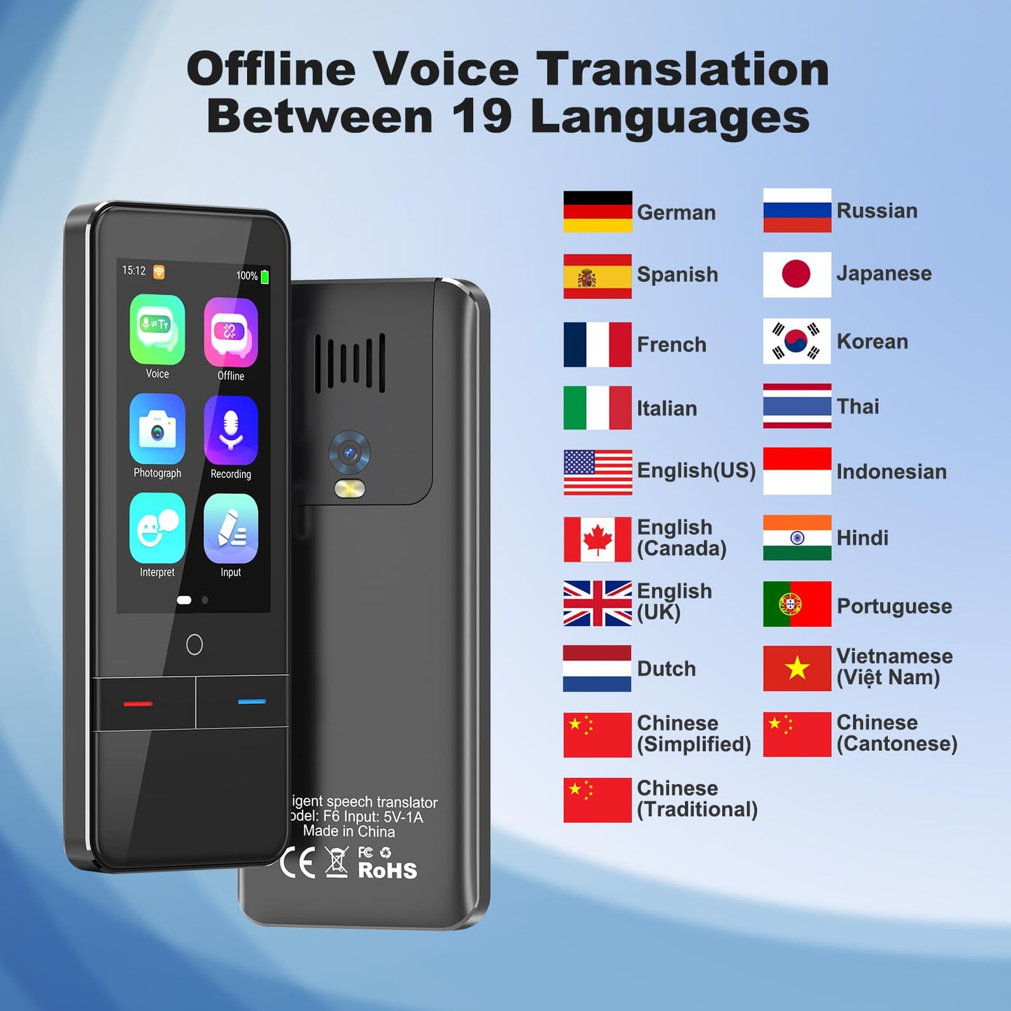 Language Translator Device No WiFi Needed, Instant Two-Way Voice Translator for All Languages, 139 Languages Online Offline Voice Text Photo Translation for Travelling Learning Business