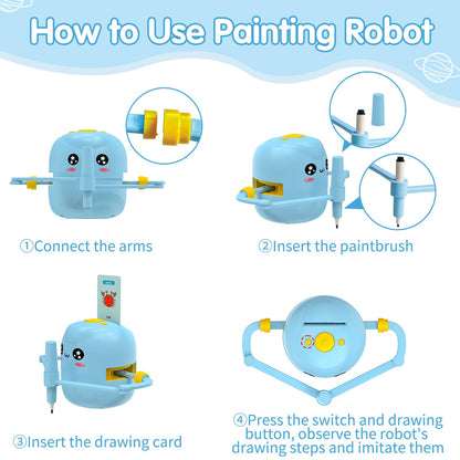 Drawing Robot for Kids with 150 Cards, Voice Interactive Educational Drawing Kit for Kids, Montessori Painting Learning Toys for 3 4 5 6 7 8 Year Old Boys Girls Birthday Party