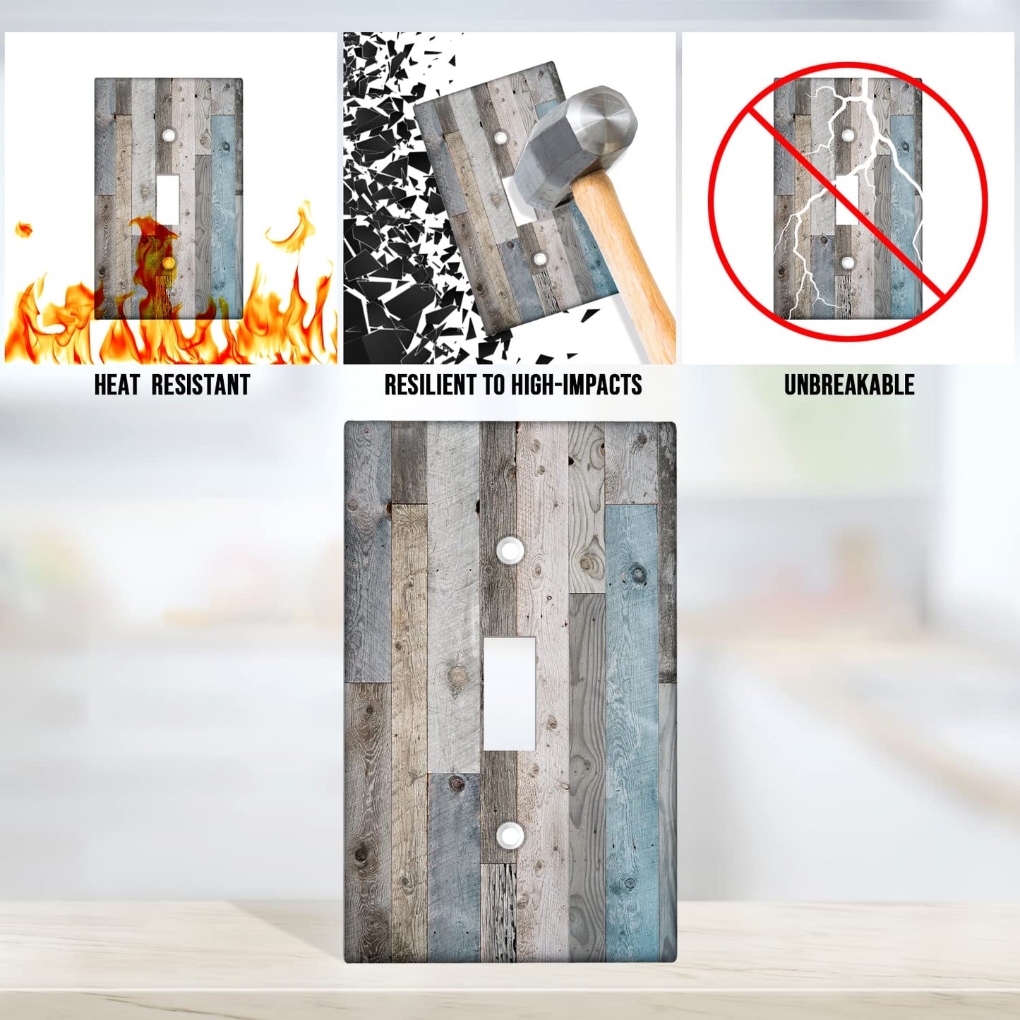Rustic Farmhouse 1-Gang Toggle Wall Switch Plate Cover Retro Decorative Light Switch Cover Board Wallplates Kitchen Accessories & Decor