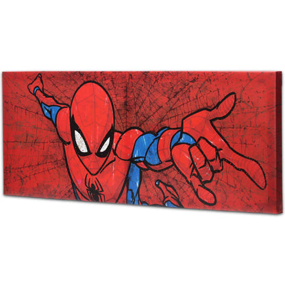 Open Road Brands Marvel Spider-Man Web Gallery Wrapped Canvas Wall Decor - Large Horizontal Spider-Man Wall Art for Man Cave or Movie Room
