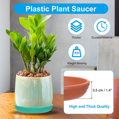 PATIKIL Plant Saucer Tray, 3 Pack 7/9/12 Inch Plastic Round Plant Saucer Flower Planter Drip Tray for Indoors Outdoors Patio Balcony, Terracotta
