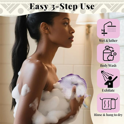 African Net Sponge Authentic-4 Packs African Exfoliating Net Sponge,Bath Sponges for Shower,42 inch Long for Normal to Sensitive Skin, Body Exfoliator Shower(Lightpurple,Purple,Mint Green,Dark Green)
