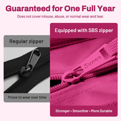 SUNEE Zipper Binder 3 Ring, 3 Inch O-Ring with Handle and Shoulder Strap, 600-Sheet Capacity, 5-Tab Expanding File Folder, Multi-Pockets for Middle School Organizer Binder with Zipper, Berry Pink