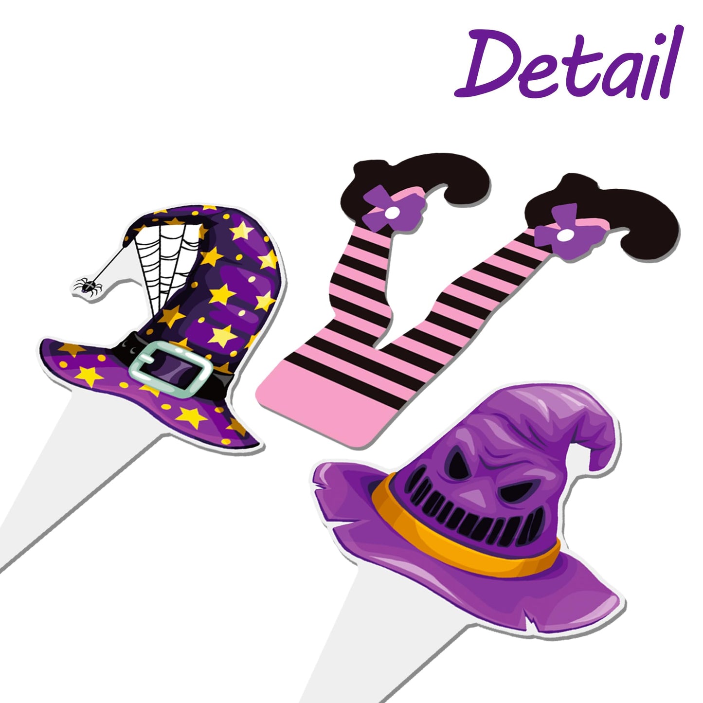 Halloween Party Decorations Witch Hat and Legs Cupcake Toppers 48PCS Witch Stocking Theme Cake Decorations Fantasy Hats Shoes Cupcake Picks for Magic Wizard Birthday Baby Shower Party Supplies
