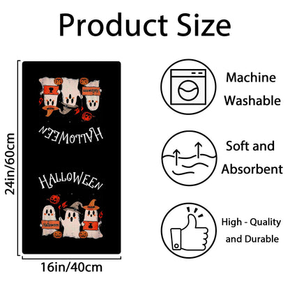 4 Pcs Halloween Kitchen Towels 15.7x23.6 Inches Funny Hand Towels for Bathroom Spooky Boo Ghost Dish Cloths Pumpkin Bat Ghost Halloween Bathroom Decortions Housewarming Gift for Home Wall Decor