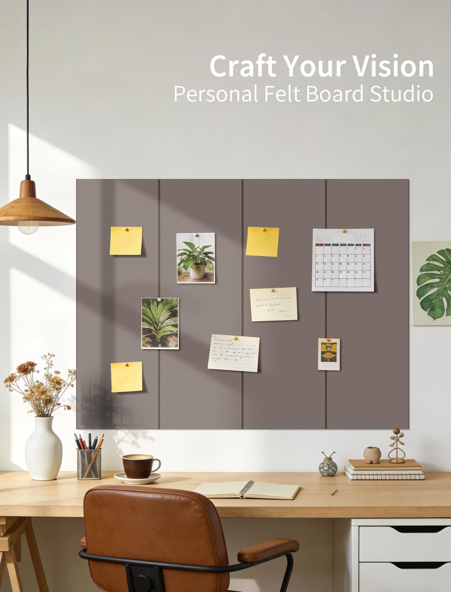 Large Bulletin Board 48"x 24" Cork Boards for Walls, 8 Pack Felt Wall Panels Photo Board, Cork Board for Office Home Pin Board