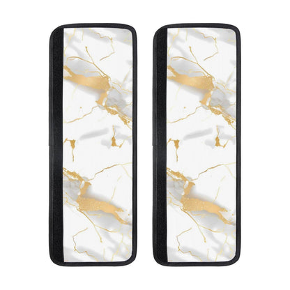 Refrigerator Door Handle Covers Set of 2 - White Marble Print Gold Texture - Washable Kitchen Appliance Handle Covers for Microwave Stove Oven Dishwasher Fridge Handle Protector