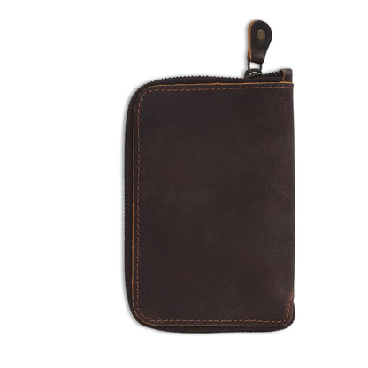 CestAntiQ Zippered Leather Journal Cover Compatible with Moleskine Cahier TWONE Original Kraft Elan Pitch Black Pocket Size 3.5 x 5.5 for Field Notes Notebook Memo Books with Pen Holder Handmade Brown