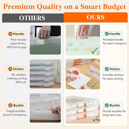 Lifewit 8 Pcs Board Game Storage Boxes, 12.2x10.6'' Paper Container with Secure Latch, Plastic Portable Organizer with Handle & Labels for File,Document,Puzzles, Cards, Art Supplies