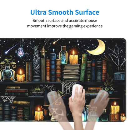 Large Gaming Mousepad, Mystical Gothic Library XL Mouse Pad with Stitched, Full Long Waterproof Non-Slip Base Keyboard Pad, PC Laptop Computer Mat for Men Office Decor, 31.5 * 11.8 in