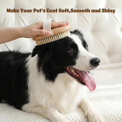 Professional Dog Brush Boar Bristle, Pet Palm Brush For Short Haired Dogs, Flea Comb Cat Brushes For Indoor Cats, Soft Bristle Pet Brushes, Non-Slip Grip, Gentle Grooming For Cats Dogs