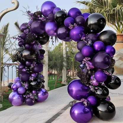 Purple and Black Balloons Dark Purple Balloon Garland Arch Lavender Lilac Kit For Wednesday Birthday Halloween Vampire Retirement Graduation Prom Party Decoration